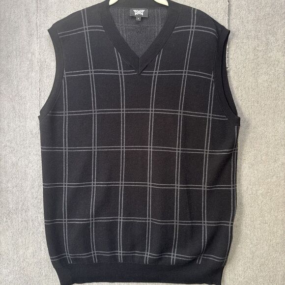 PXG Cashmere Silk Mulberry Mens XL Black‎ Golfing Vest Parsons Extreme Sweater